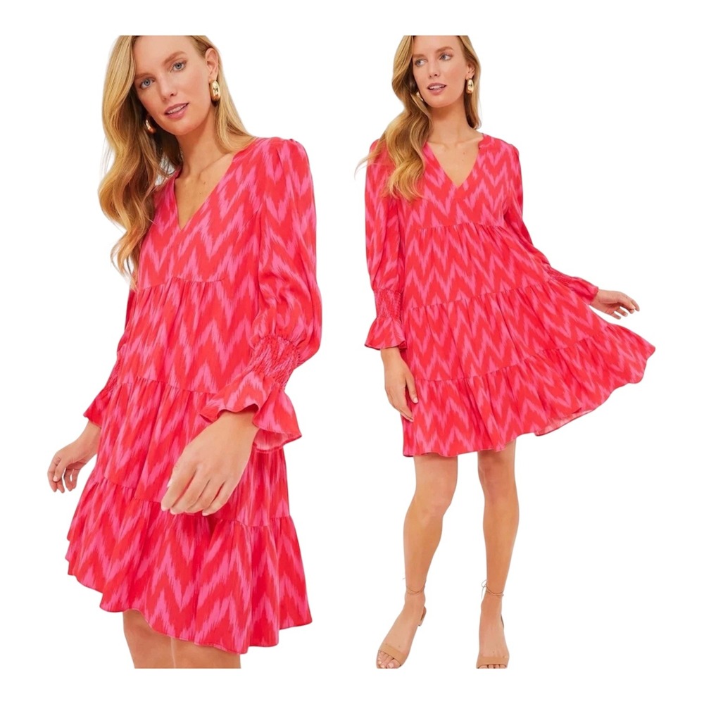 Tuckernuck Pomander Place Mini Dress Womens XS Ikat Kenzo Chevron Tiered Smocked